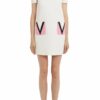 V Logo Pocket Wool & Silk Dress